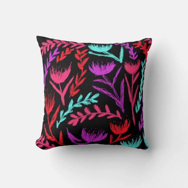 Wildflowers in Colours that POP!  Throw Pillow (Front)
