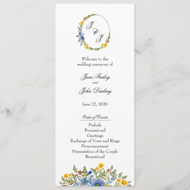 Wildflowers in Primary Colours Program (Front)