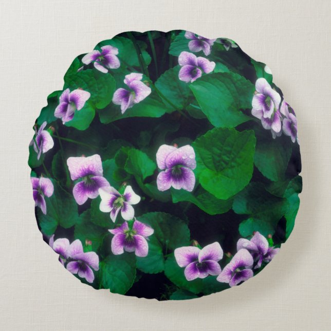 Wildflowers in the forest round pillow (Front)