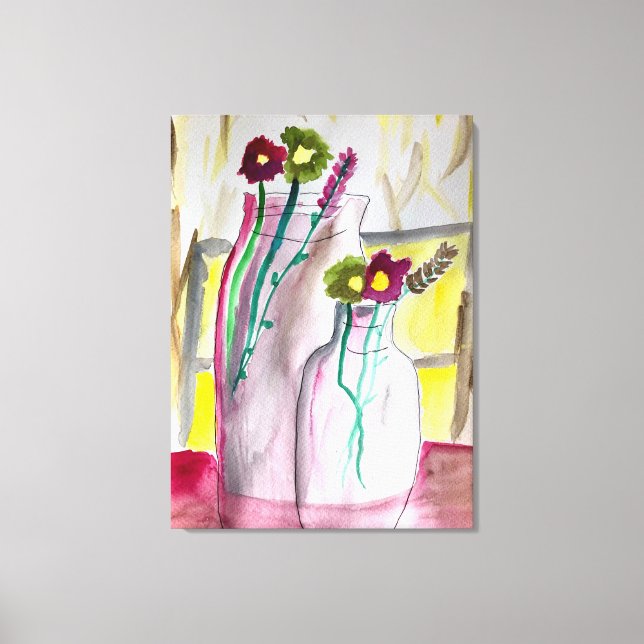 Wildflowers in vase abstract art canvas print (Front)