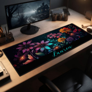 Wildflowers In Vibrant Fractal Colours Desk Mat
