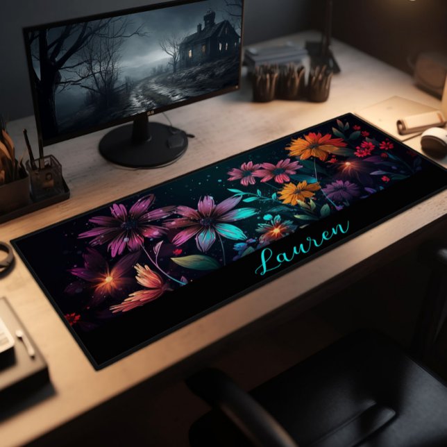 Wildflowers In Vibrant Fractal Colours Desk Mat (Creator Uploaded)