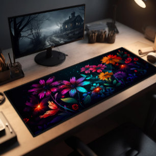 Wildflowers In Vibrant Fractal Colours Desk Mat