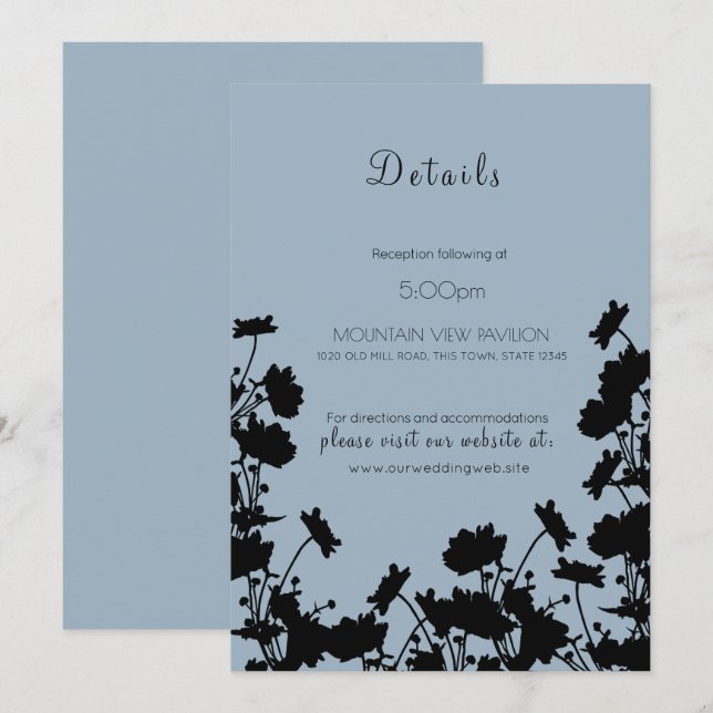 Wildflowers Ink Details Page Cornflower Blue Invitation (Front/Back)