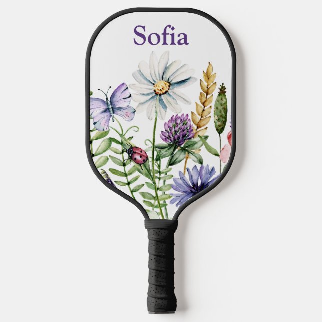 Wildflowers Ladybug and Butterfly Signature  Pickleball Paddle (Front)