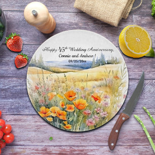 Wildflowers Landscape 45th Wedding Anniversary Cutting Board
