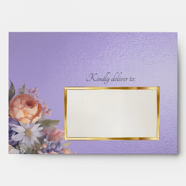 Wildflowers & Leaf Monogram - Blue Lilac Envelope (Front)