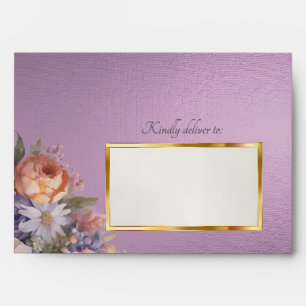Wildflowers & Leaf Monogram - Lavender Envelope