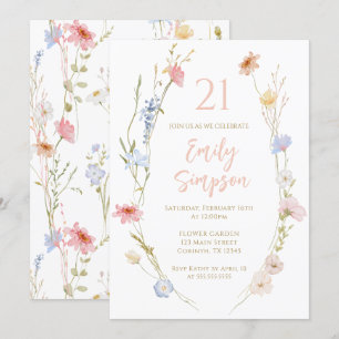Wildflowers Love is in bloom Birthday Invitation