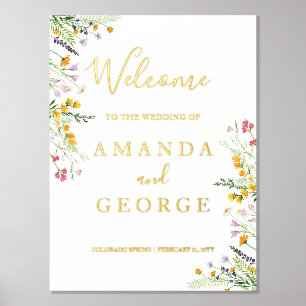Wildflowers luxury Welcome sign for weddings