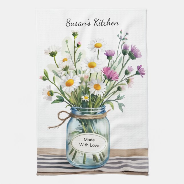 Wildflowers Mason Jar Kitchen Towel (Vertical)