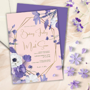 Wildflowers Mauve Rustic Purple Wedding Invitation