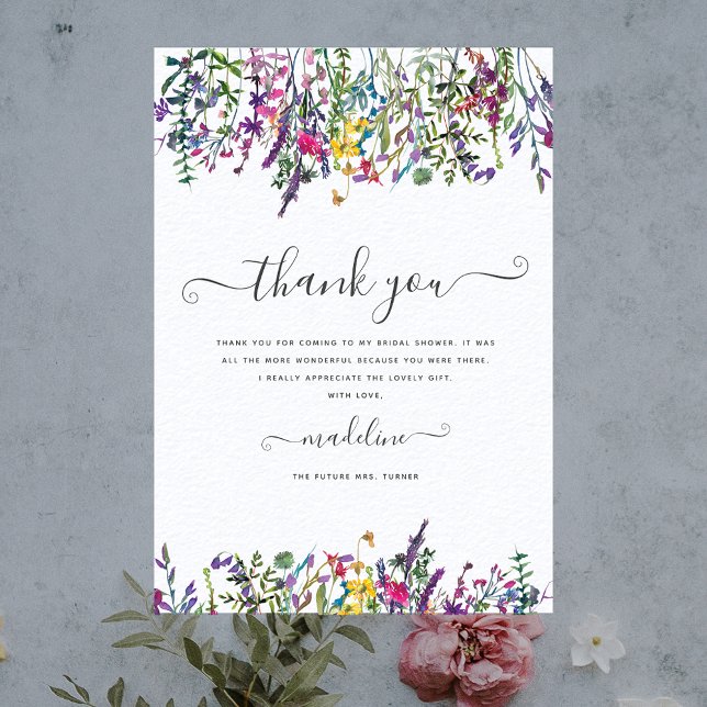 Wildflowers Meadow Bridal Shower Thank You Card (Creator Uploaded)