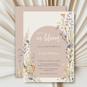 Wildflowers meadow elegant boho baby shower invitation
