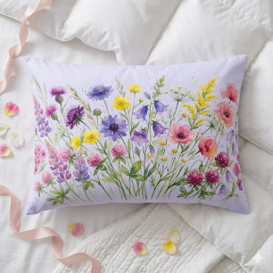 Wildflowers meadow watercolours accent pillow