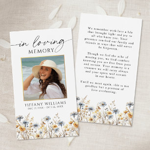 Wildflowers Memorial Photo Funeral Prayer Card