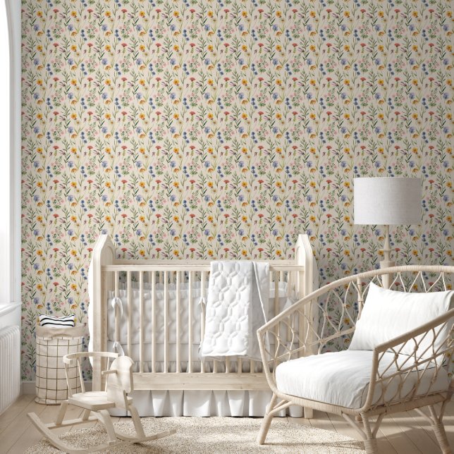 Wildflowers Minimalist Boho Floral Wallpaper (Kids)