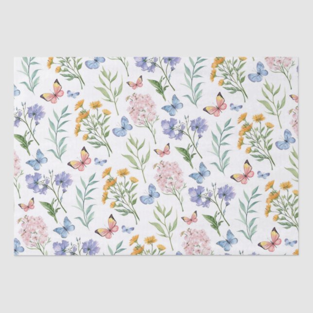 Wildflowers Minimalist Botanical Floral Tissue Paper (Front)