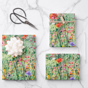 Wildflowers mix of flowers photo wrapping paper sheet