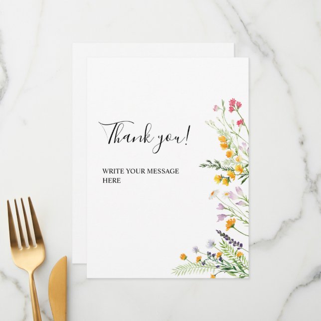 Wildflowers modern Thank you table sign Menu (Front/Back In Situ)