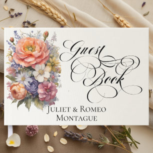 Wildflowers & Monogram - Ivory Guest Book