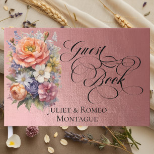 Wildflowers & Monogram - Rose Gold Guest Book