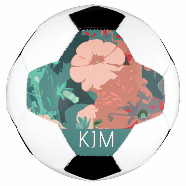 Wildflowers Monograms Floral Wedding Birthday Gift Soccer Ball (Front)