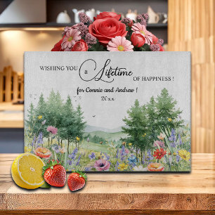 Wildflowers Mountains Wedding Gift Cutting Board