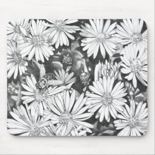 Wildflowers Mouspad Flower Sketch Computer Decor Mouse Pad