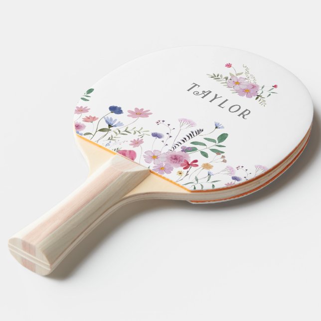 wildflowers name girly ping pong paddle (Front Angle)
