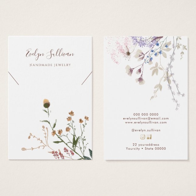 Wildflowers necklace display card (Front & Back)