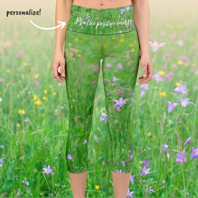 Wildflowers on a meadow customizable capri leggings (Creator Uploaded)