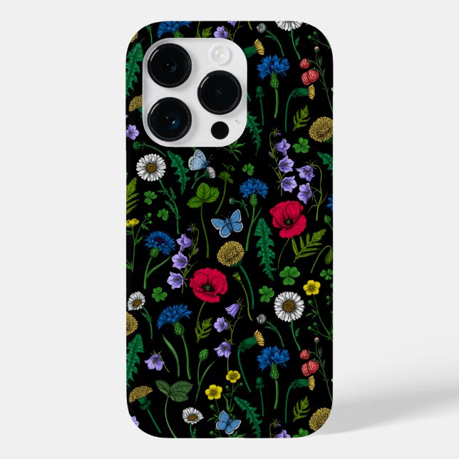 Wildflowers on black Case-Mate iPhone case (Back)