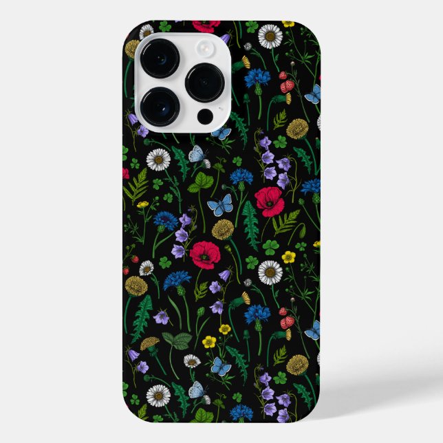 Wildflowers on black iPhone case (Back)