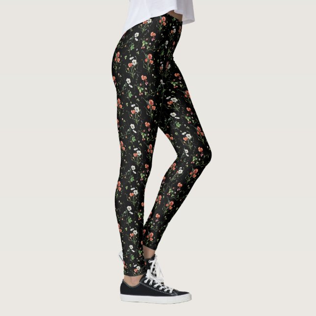 Wildflowers On Black Leggings (Right)