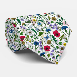 Wildflowers on black neck tie