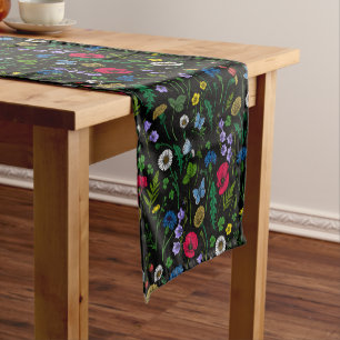 Wildflowers on black short table runner