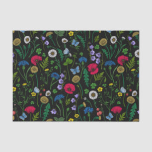 Wildflowers on black tissue paper