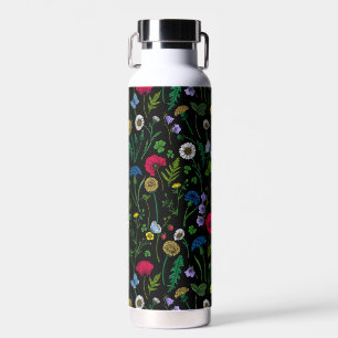 Wildflowers on black water bottle