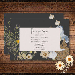Wildflowers on Charcoal Wedding Reception Enclosure Card