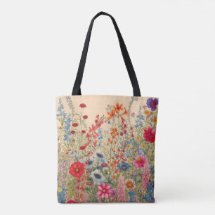 Wildflowers on Cream Background Tote Bag