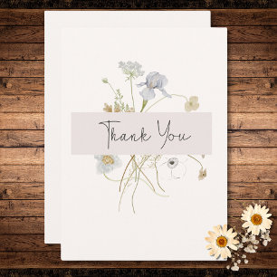 Wildflowers on Cream Wedding Thank You Card
