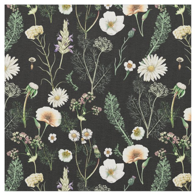 Wildflowers on Dark Fabric (Close Up)