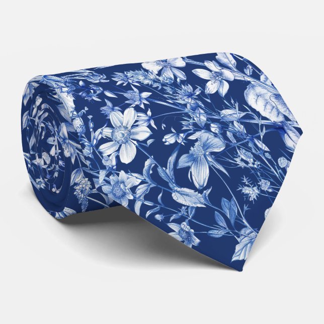 Wildflowers on French Blue Neck Tie (Rolled)