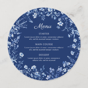  Wildflowers on French Blue Round Menu