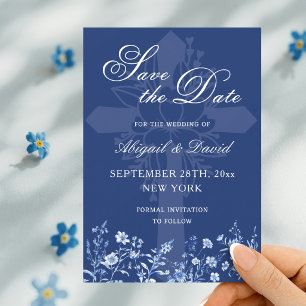 Wildflowers on French Blue Wedding Save The Date