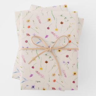 Wildflowers on Ivory Wrapping Paper Sheet