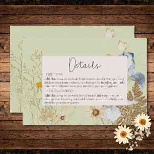 Wildflowers on Light Sage Wedding Details Enclosure Card