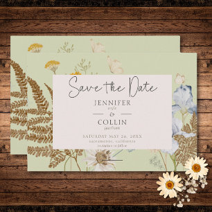 Wildflowers on Light Sage Wedding Save The Date
