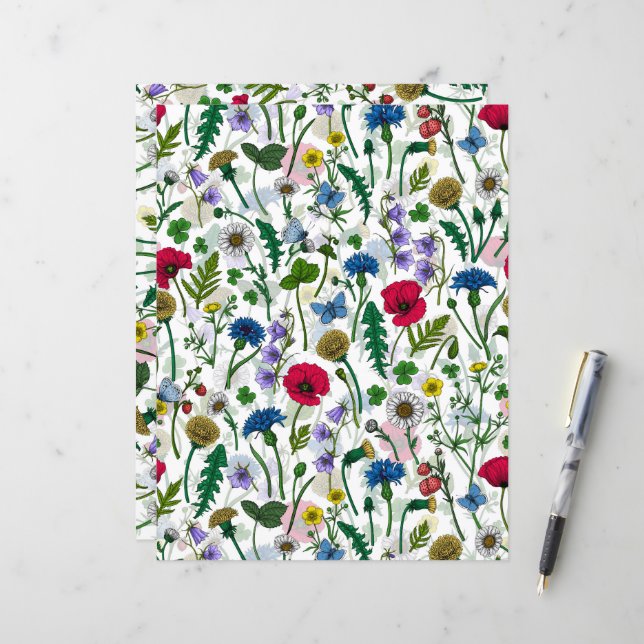 Wildflowers on off white (Front/Back In Situ)